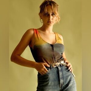 RVCA Westward Tie Dye Snap Button Tank NWT SZ S